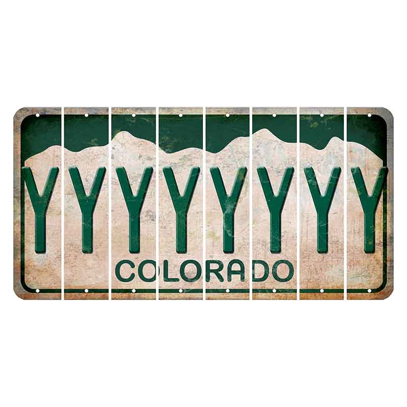 Colorado White|Green Mountains Cut License Plate Strips (Set of 8) Y