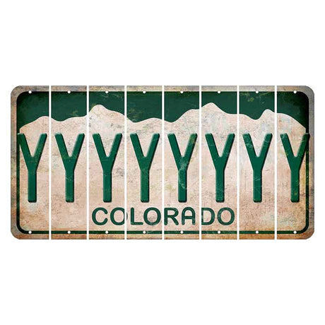 Colorado White|Green Mountains Cut License Plate Strips (Set of 8) Y