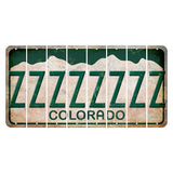 Colorado White|Green Mountains Cut License Plate Strips (Set of 8) Z