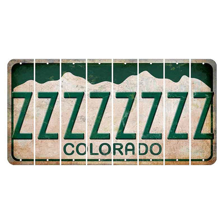 Colorado White|Green Mountains Cut License Plate Strips (Set of 8) Z