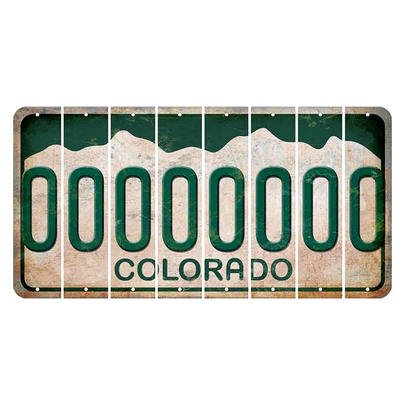 Colorado White|Green Mountains Cut License Plate Strips (Set of 8) 0