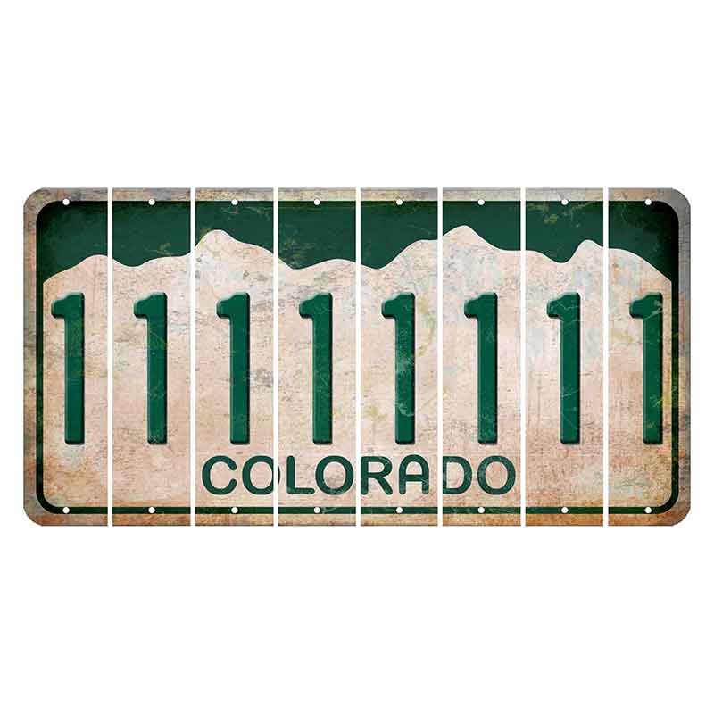 Colorado White|Green Mountains Cut License Plate Strips (Set of 8) 1