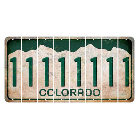 Colorado White|Green Mountains Cut License Plate Strips (Set of 8) 1
