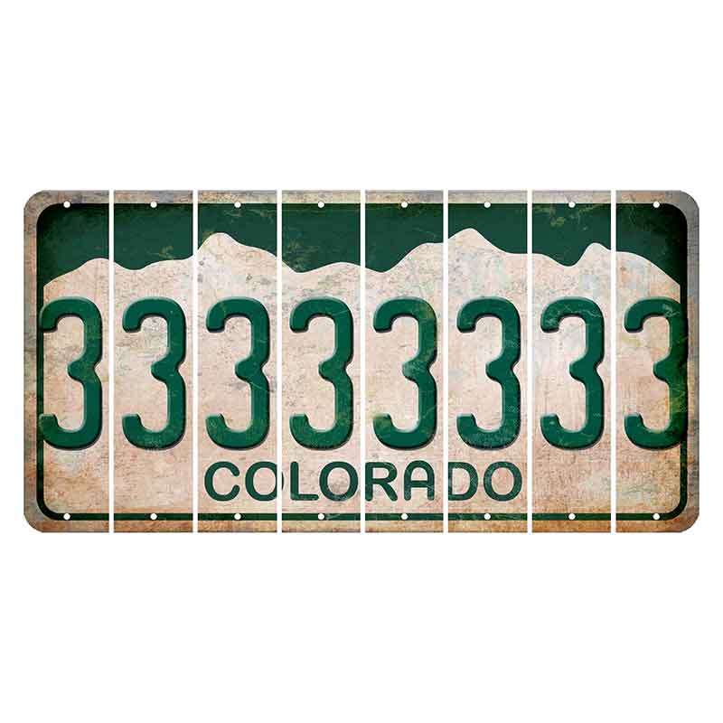 Colorado White|Green Mountains Cut License Plate Strips (Set of 8) 3