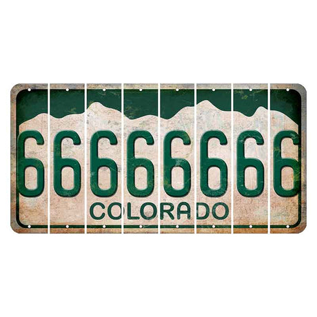 Colorado White|Green Mountains Cut License Plate Strips (Set of 8) 6