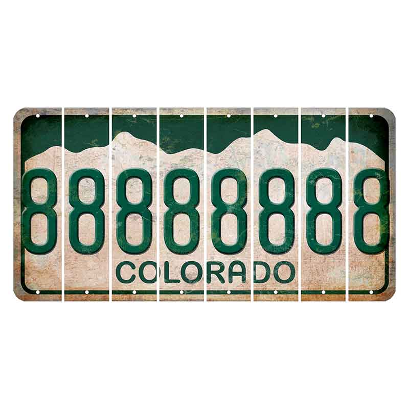 Colorado White|Green Mountains Cut License Plate Strips (Set of 8) 8