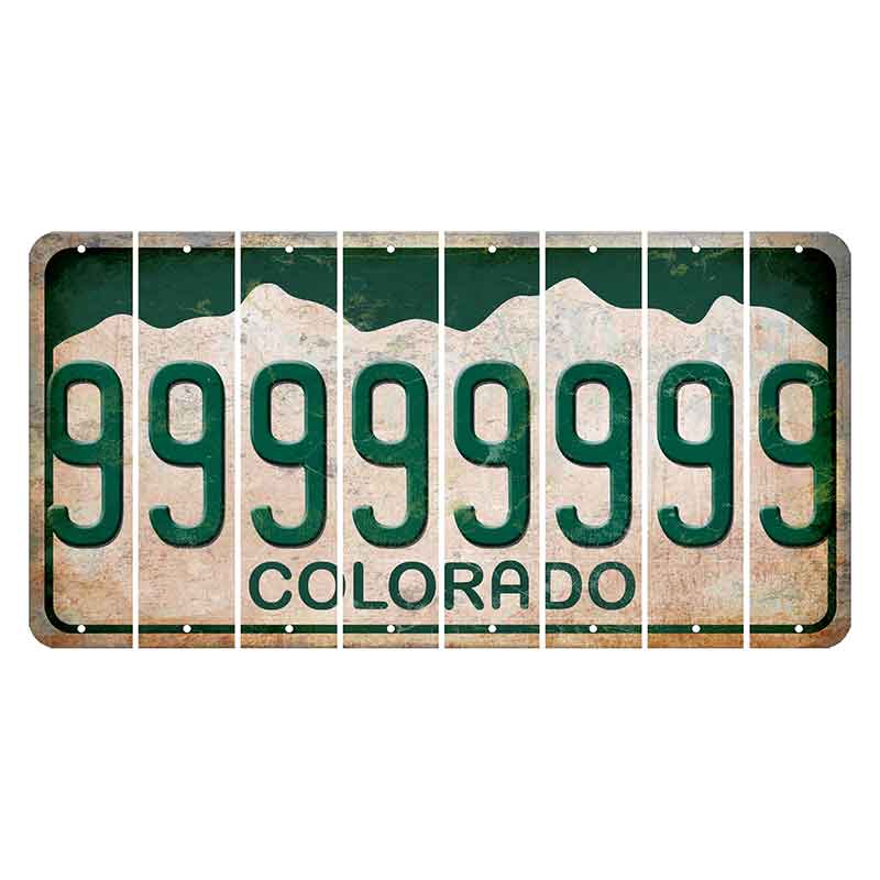 Colorado White|Green Mountains Cut License Plate Strips (Set of 8) 9