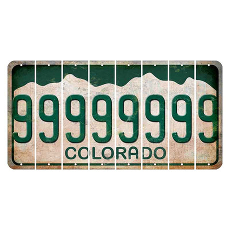 Colorado White|Green Mountains Cut License Plate Strips (Set of 8) 9