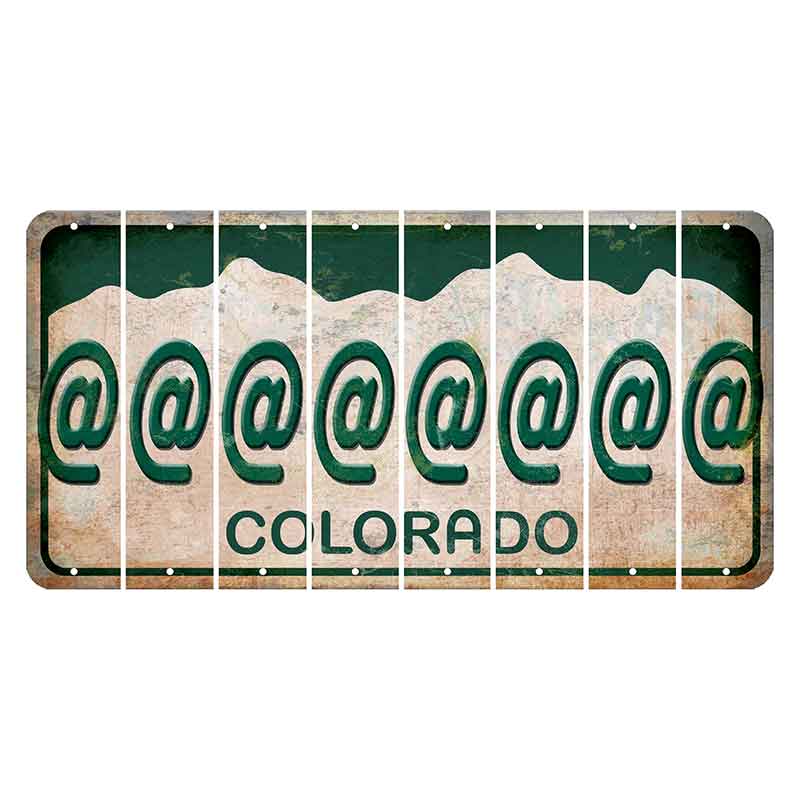 Colorado White|Green Mountains Cut License Plate Strips (Set of 8) At Sign