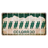 Colorado White|Green Mountains Cut License Plate Strips (Set of 8) Hashtag