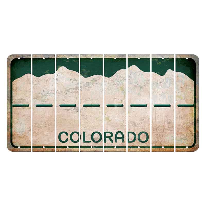 Colorado White|Green Mountains Cut License Plate Strips (Set of 8) Hyphen