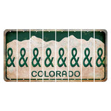 Colorado White|Green Mountains Cut License Plate Strips (Set of 8) And Sign