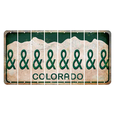 Colorado White|Green Mountains Cut License Plate Strips (Set of 8) And Sign