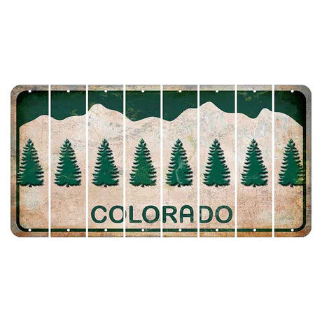 Colorado White|Green Mountains Cut License Plate Strips (Set of 8) Pig