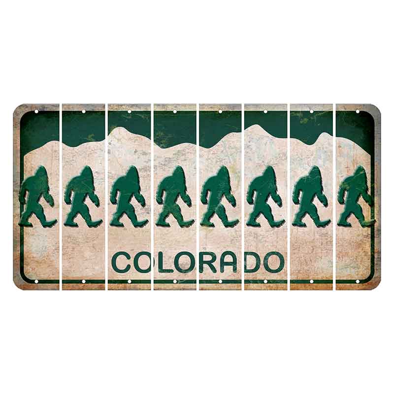Colorado White|Green Mountains Cut License Plate Strips (Set of 8) Bigfoot