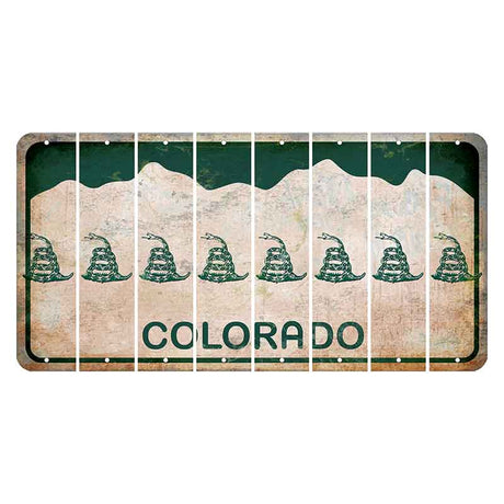 Colorado White|Green Mountains Cut License Plate Strips (Set of 8) Gadsden