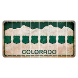 Colorado White|Green Mountains Cut License Plate Strips (Set of 8) Pizza