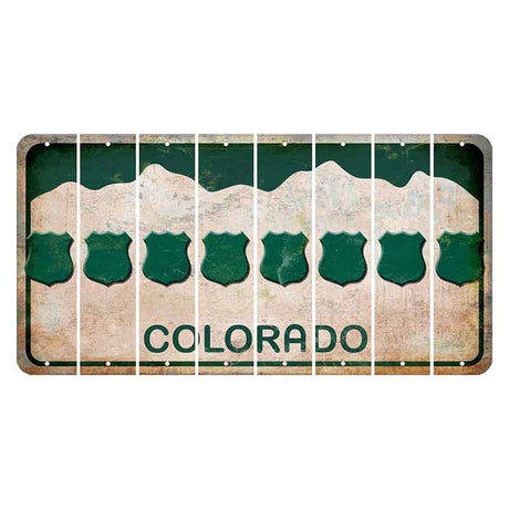 Colorado White|Green Mountains Cut License Plate Strips (Set of 8) Pizza