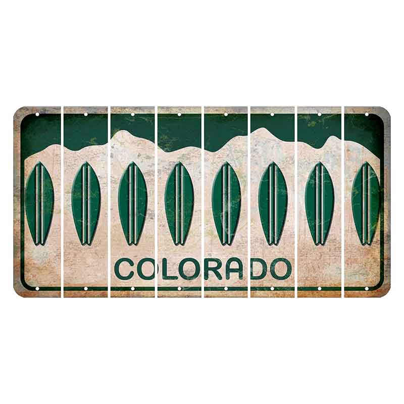 Colorado White|Green Mountains Cut License Plate Strips (Set of 8) Submachine Gun
