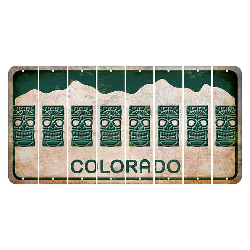 Colorado White|Green Mountains Cut License Plate Strips (Set of 8) Tennis Racket