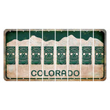 Colorado White|Green Mountains Cut License Plate Strips (Set of 8) Tennis Racket