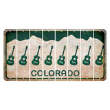 Colorado White|Green Mountains Cut License Plate Strips (Set of 8) Guitar