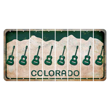 Colorado White|Green Mountains Cut License Plate Strips (Set of 8) Guitar