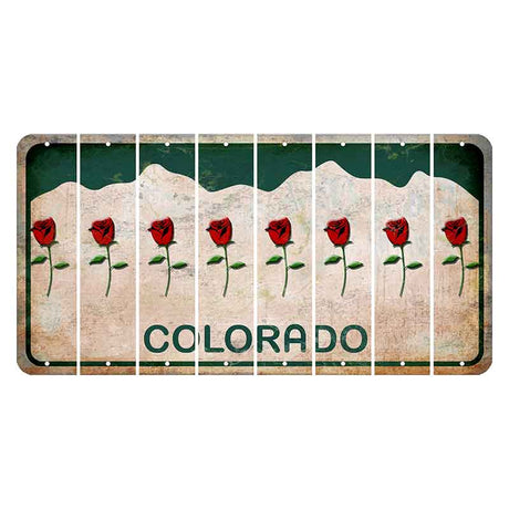Colorado White|Green Mountains Cut License Plate Strips (Set of 8) Radioactive