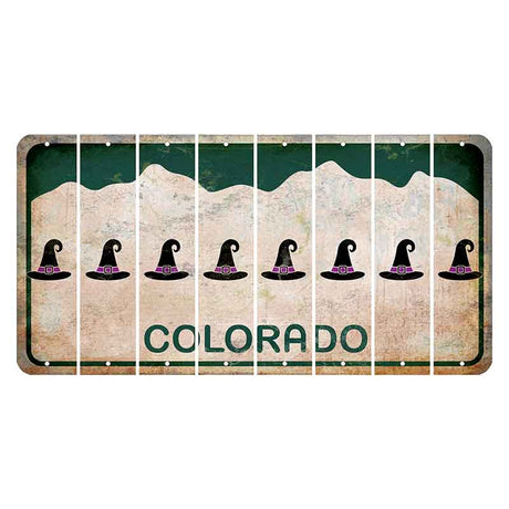 Colorado White|Green Mountains Cut License Plate Strips (Set of 8) Wine Glass