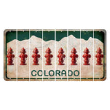 Colorado White|Green Mountains Cut License Plate Strips (Set of 8) Fire Hydrant