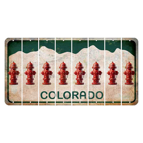 Colorado White|Green Mountains Cut License Plate Strips (Set of 8) Fire Hydrant