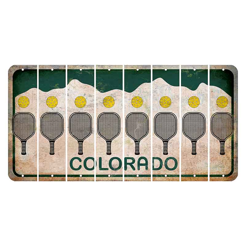 Colorado White|Green Mountains Cut License Plate Strips (Set of 8) Peach