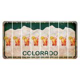 Colorado White|Green Mountains Cut License Plate Strips (Set of 8) Cocktail