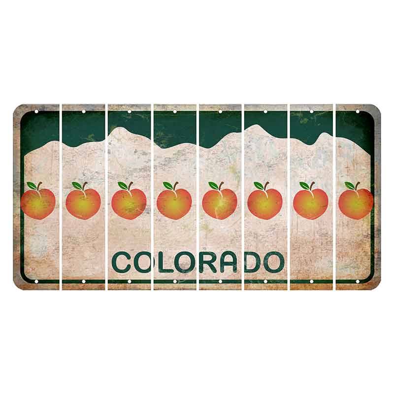 Colorado White|Green Mountains Cut License Plate Strips (Set of 8) Peace Sign