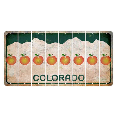 Colorado White|Green Mountains Cut License Plate Strips (Set of 8) Peace Sign