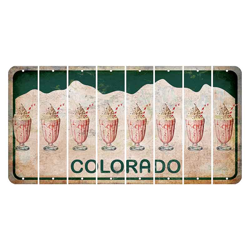 Colorado White|Green Mountains Cut License Plate Strips (Set of 8) Milkshake