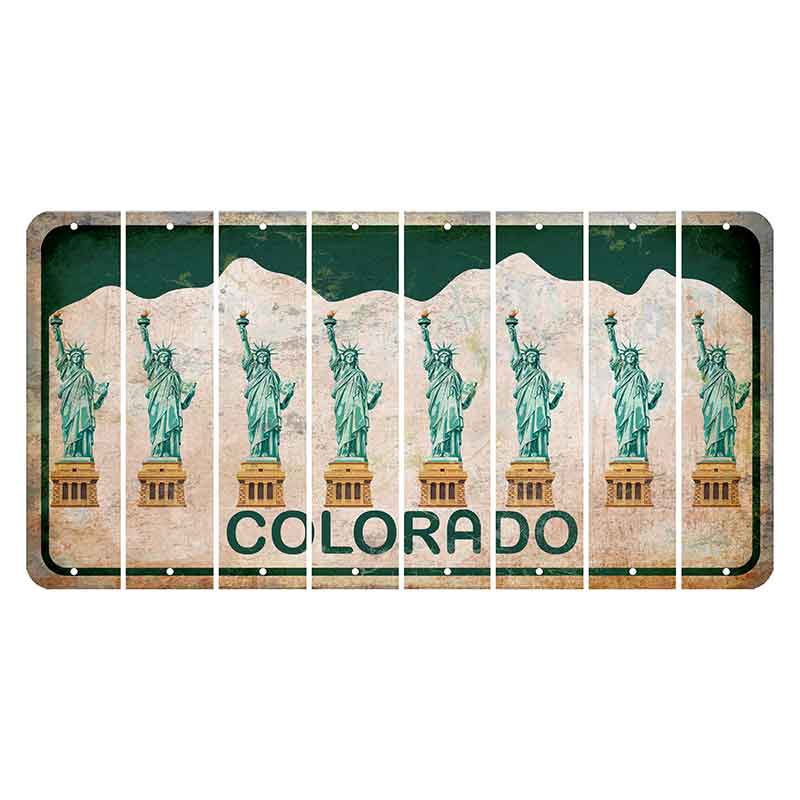 Colorado White|Green Mountains Cut License Plate Strips (Set of 8) State Silhouette