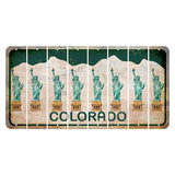 Colorado White|Green Mountains Cut License Plate Strips (Set of 8) State Silhouette