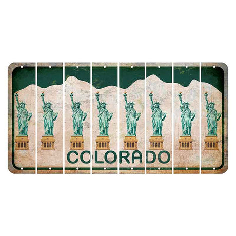 Colorado White|Green Mountains Cut License Plate Strips (Set of 8) State Silhouette