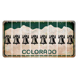 Colorado White|Green Mountains Cut License Plate Strips (Set of 8) Liberty Bell