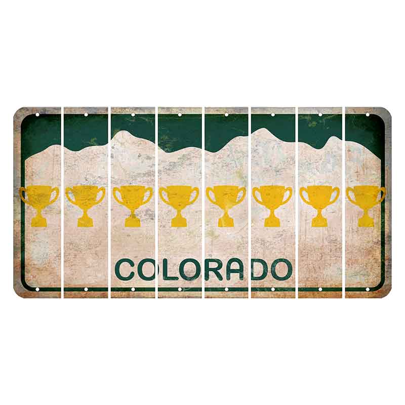 Colorado White|Green Mountains Cut License Plate Strips (Set of 8) Train