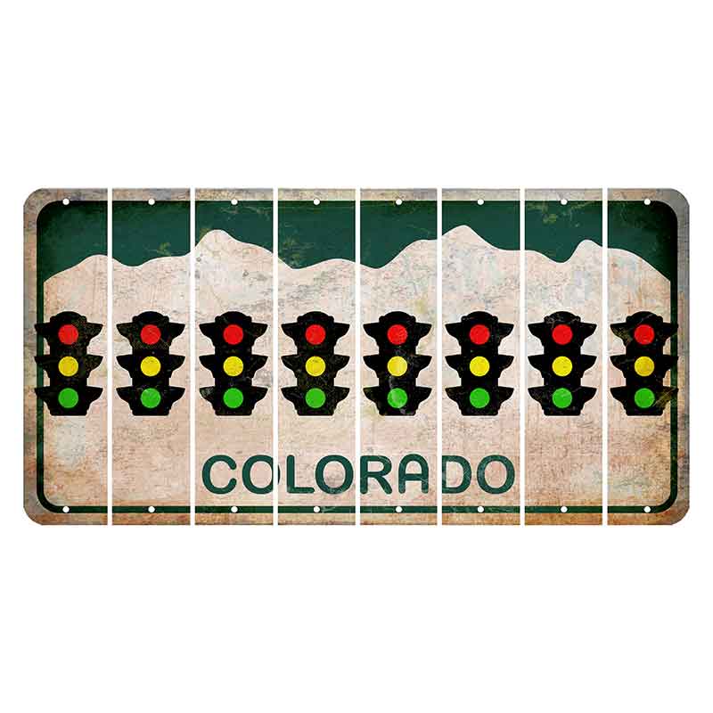 Colorado White|Green Mountains Cut License Plate Strips (Set of 8) Tractor