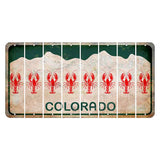 Colorado White|Green Mountains Cut License Plate Strips (Set of 8) Lobster