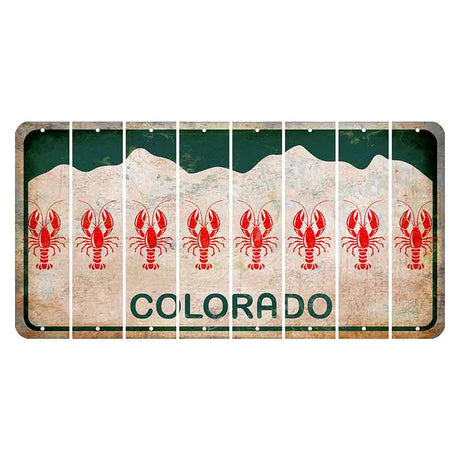 Colorado White|Green Mountains Cut License Plate Strips (Set of 8) Lobster