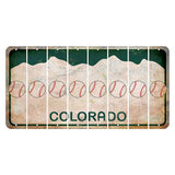 Colorado White|Green Mountains Cut License Plate Strips (Set of 8) Baseball