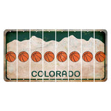 Colorado White|Green Mountains Cut License Plate Strips (Set of 8) Basketball