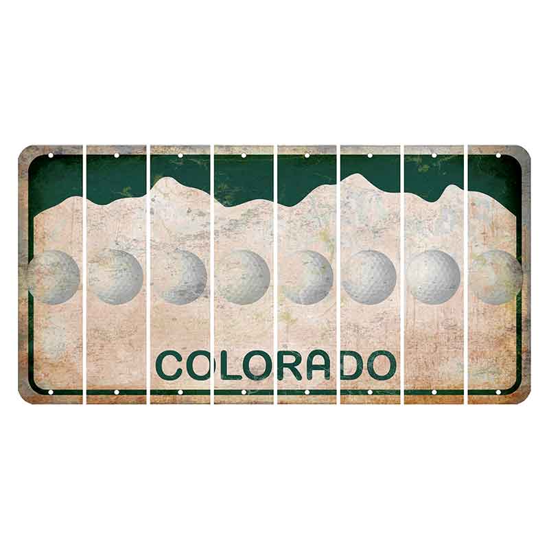 Colorado White|Green Mountains Cut License Plate Strips (Set of 8) Golfball