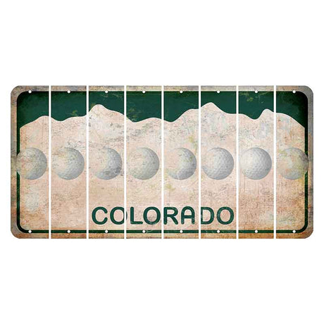 Colorado White|Green Mountains Cut License Plate Strips (Set of 8) Golfball