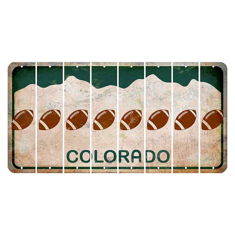 Colorado White|Green Mountains Cut License Plate Strips (Set of 8) Football