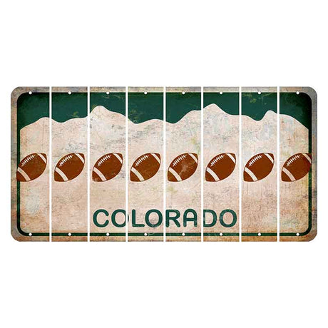 Colorado White|Green Mountains Cut License Plate Strips (Set of 8) Football